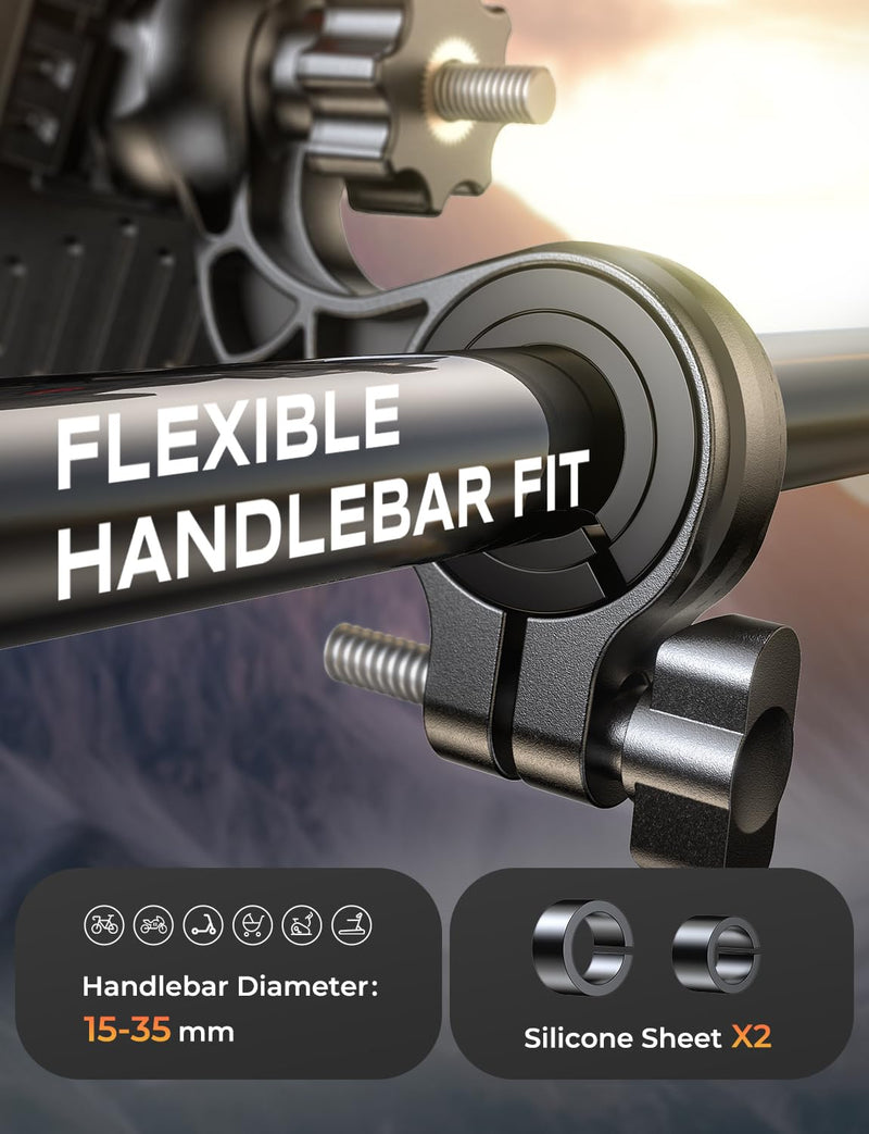 Bike Phone Holder [Upgraded Reinforced Clamp], [1s Lock] Motorcycle Phone Mount, [360° Rotatable] Bike Phone Mount Compatible with iPhone 17 Pro Max/16/S25 Ultra, 4.7-6.9’’ Phones