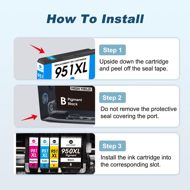 MYTONER 950XL 951XL Ink Cartridges Combo Pack Replacement for hp 950 951 | 950 951 Ink cartridges Combo Pack Work with HP OfficeJet Pro 8600 8615 8620 8100 8630 8660 8640 276DW 251DW Printer