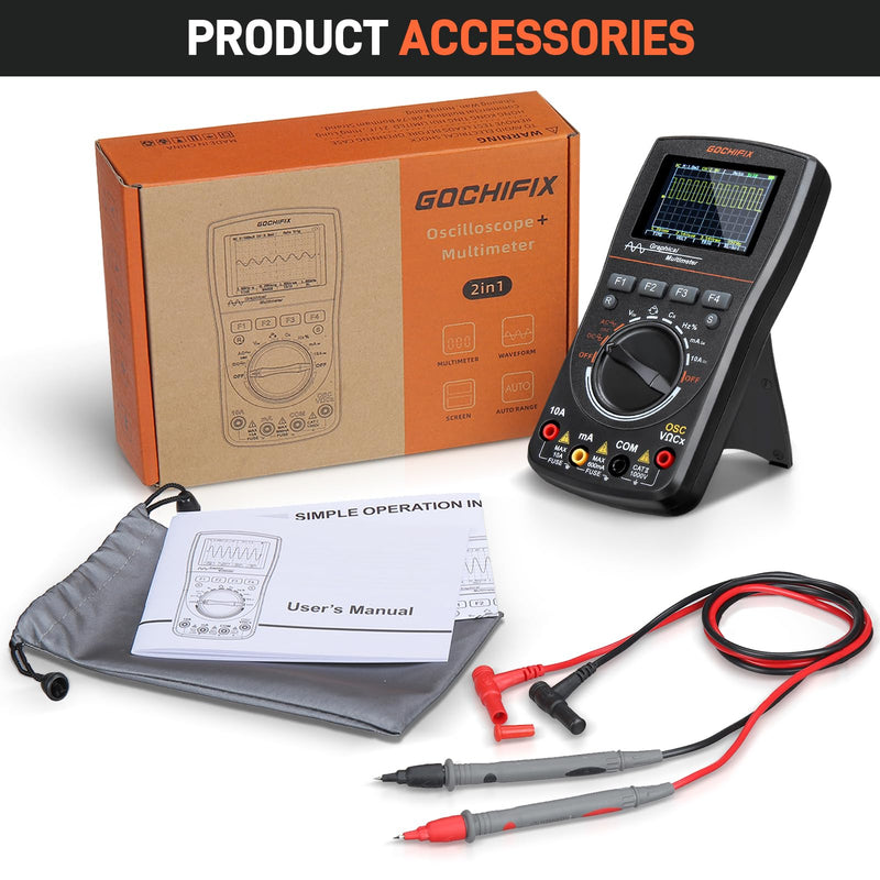 Handheld Oscilloscope Multimeter, GOCHIFIX 2 in 1 Portable Digital Oscilloscope Multimeter 10Mhz Bandwidth, 50MSa/s Sampling Rate, 6000 Counts, Automotive Multimeter Oscilloscope 10 Mhz