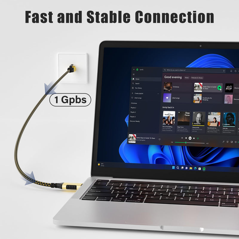 USB to Ethernet Cable 10 FT, USB-A 3.0 to RJ45 Cable, FTP, 1Gbps High-Speed-Shielded LAN Network Cable, Directly Connected, Compatible with Laptop, PC, MacBook, Switch, Windows, macOS, Linux RJ45 to USB-A Cable 10FT