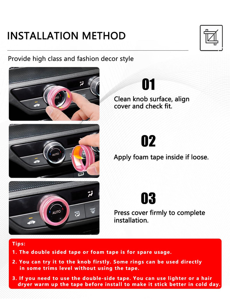 for Honda Civic Accessories 2022-2025 & Accord/CRV/HRV/Acura Integra 2023-2025, ADX 2025 - A/C & Audio Knob Covers, Hazard Light, Push Start Button Cover/Ring 8pcs (7-inch Screen, Pink) 7-inch screen