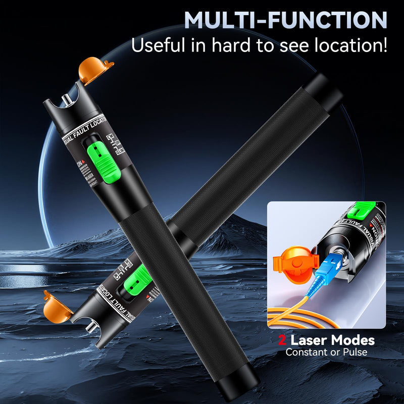 Visual Fault Locator 30KM - VFL Fiber Optic Tester Kit Include Single Mode 9/125um FC Male to LC Female Adapter, Fiber Optic Lights for Network Cable (Battery not Included) 30km-Battery Not Included