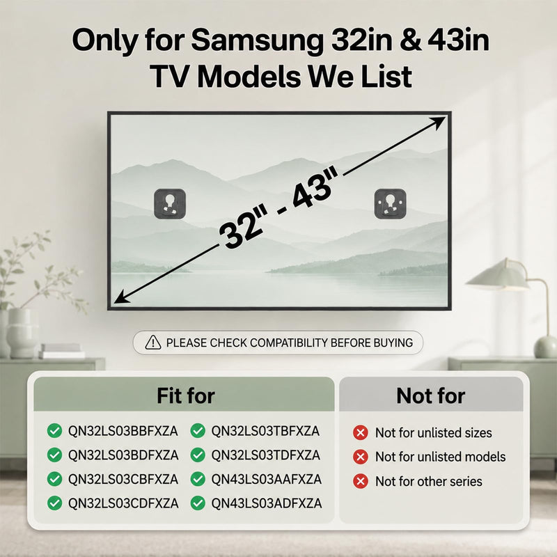 Frame TV Wall Mount for Samsung BN61-17233A BN61-17234A, Compatible with Samsung 32" 43" TV, for 2019-2025 LS03AA LS03BA LS03CA LS03TA Series TV, with Holder