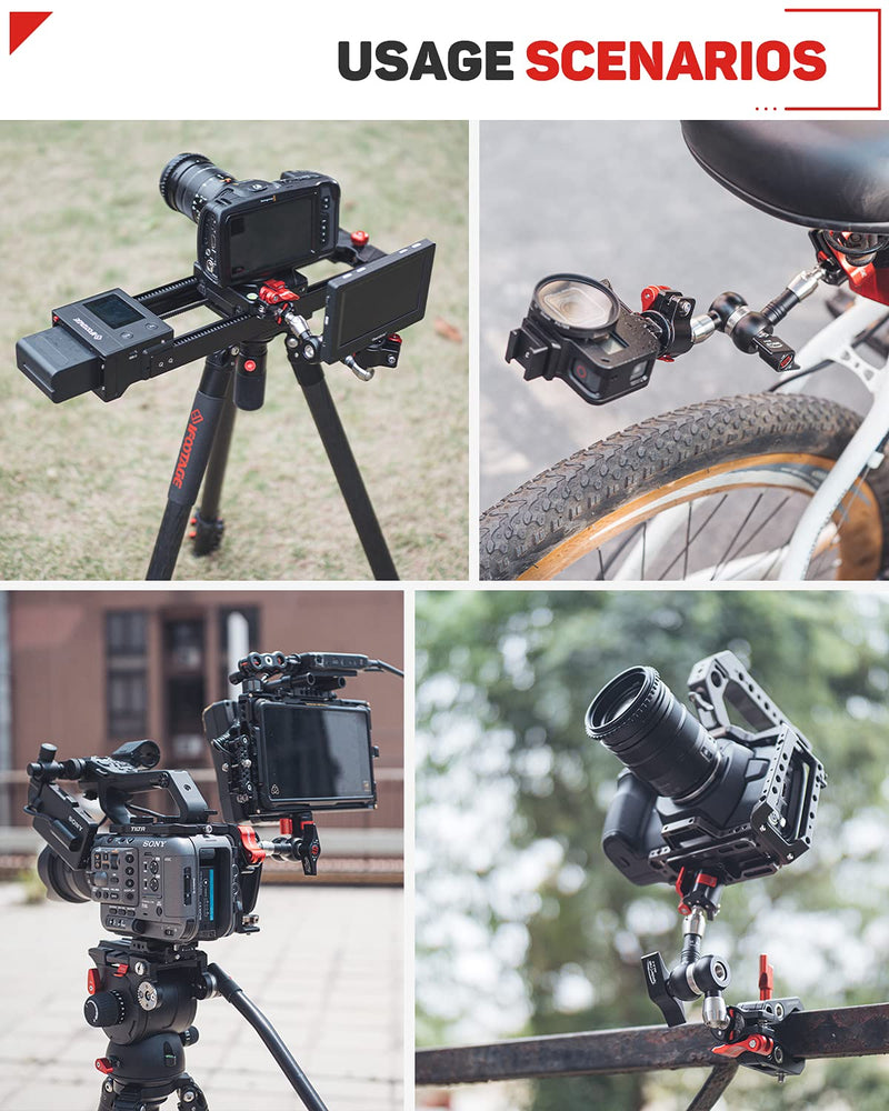 IFOOTAGE Magic Arm Clamp w/ 1/4" and 3/8" Thread and 7 Inches Adjustable Friction Power Articulating Magic Arm with 1/4" and 3/8" Thread Screw for DSLR Camera Rig/LCD Monitor/LED Lights (MA3-4) Set-MA3-4