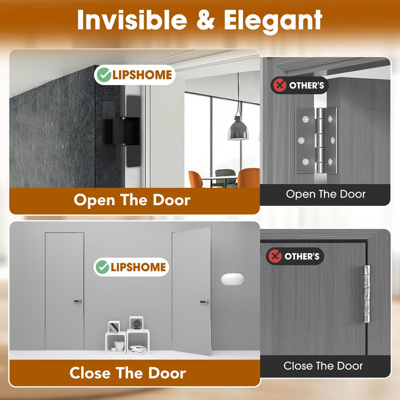 4.5" Hidden Door Hinge/Concealed Hinges,Invisible Hinges,Invisible Door Silent Door Hinge 110 Degree Swing Hinge 2-Way Adjustable Butt Hinge 4.5 x 2 x 1 (2, Black)