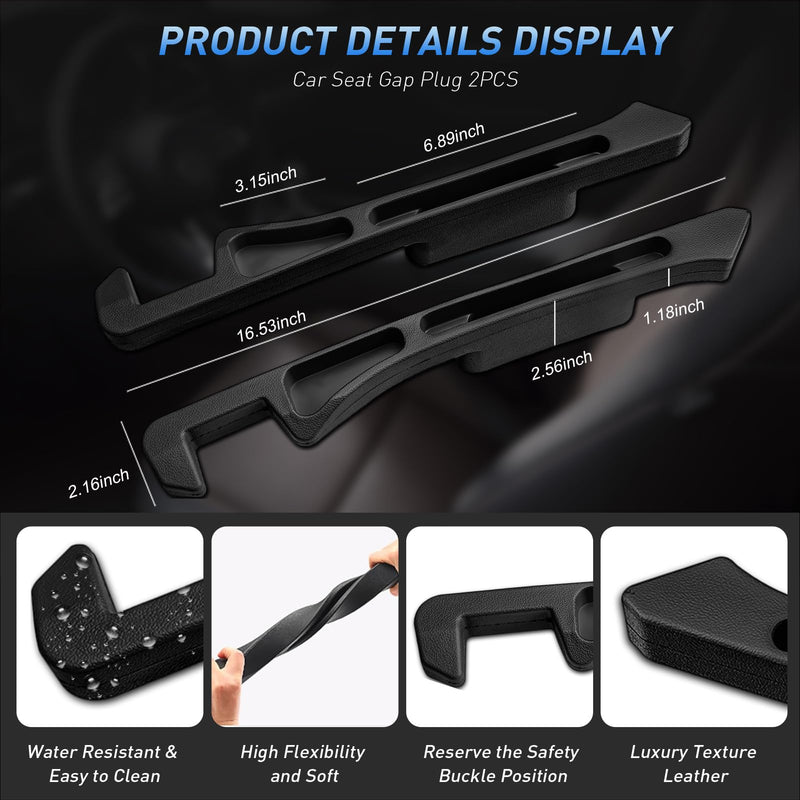 Car Seat Gap Filler 2Pack, Inserts Between Seats Console with Organizer Storage Upgraded Phone Holder Car Side Seat Gap Fillers Cars Front Seats Fill Plug Car Essentials for Vehicle SUV Truck (Black) Black