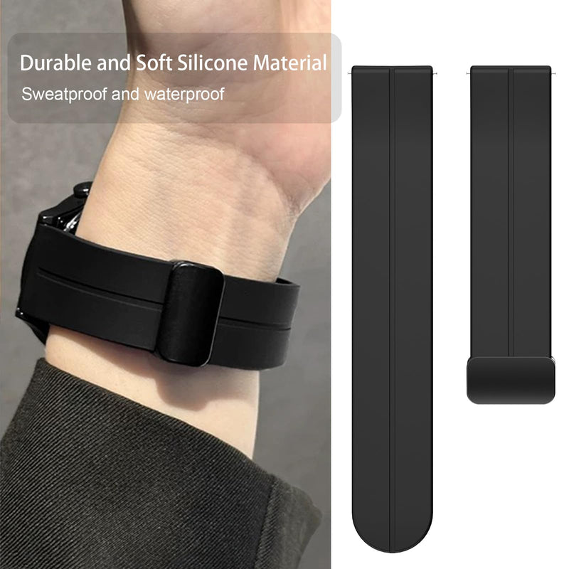 Lamshaw Compatible for WITHit Giga Smartwatch Bands, Soft Silicone Sport Wristband Replacement Straps Compatible for WITHit Giga, Deca Smartwatch Black 22mm size band