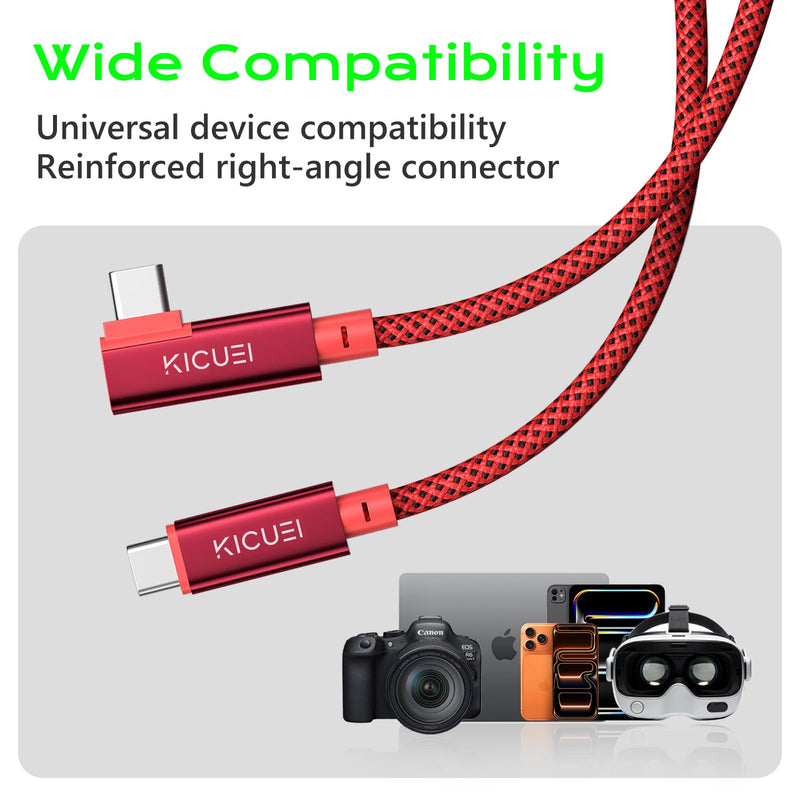 USB-C to USB-C Tethering Cable 10FT (3m), Right Angle Photography Cord, 20Gbps Fast Transfer, 4K@60Hz, PD Power Delivery, Compatible with Sony/Canon/Nikon, MacBooks, Cameras & Computers 10FT (3m)