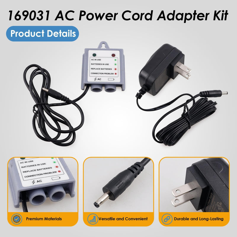 169031 AC Power Cord Adapter Kit, Compatible with Moen MotionSense, MotionSense Wave and U by Moen Kitchen Faucets, Dual Power Source for 7594E, 7185E, 7565E, S72308E Series Faucets