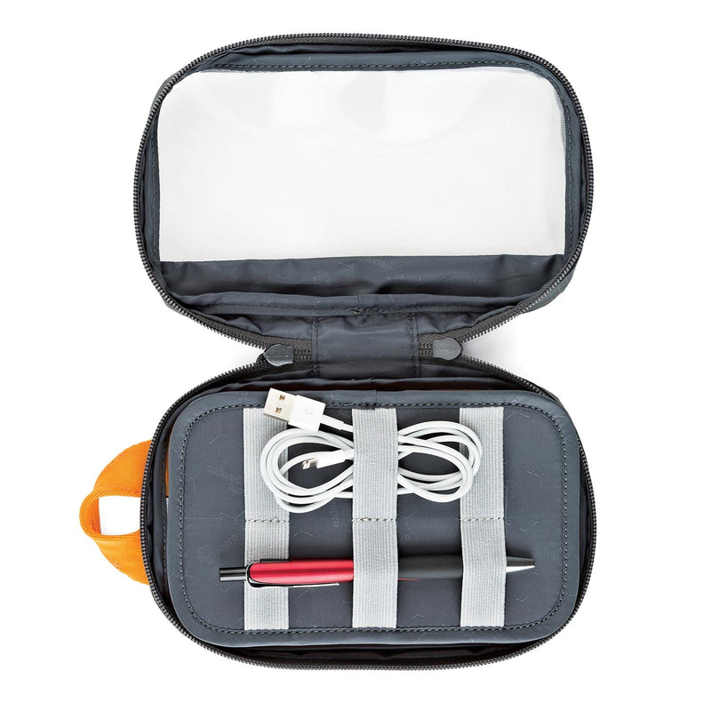 Lowepro GearUp Pouch Mini, Travel Essentials, Travel Case for Phone Cords, Cables, Adapters, USB Sticks, Smartphone Accessories, Made of Recycled Fabric, Grey
