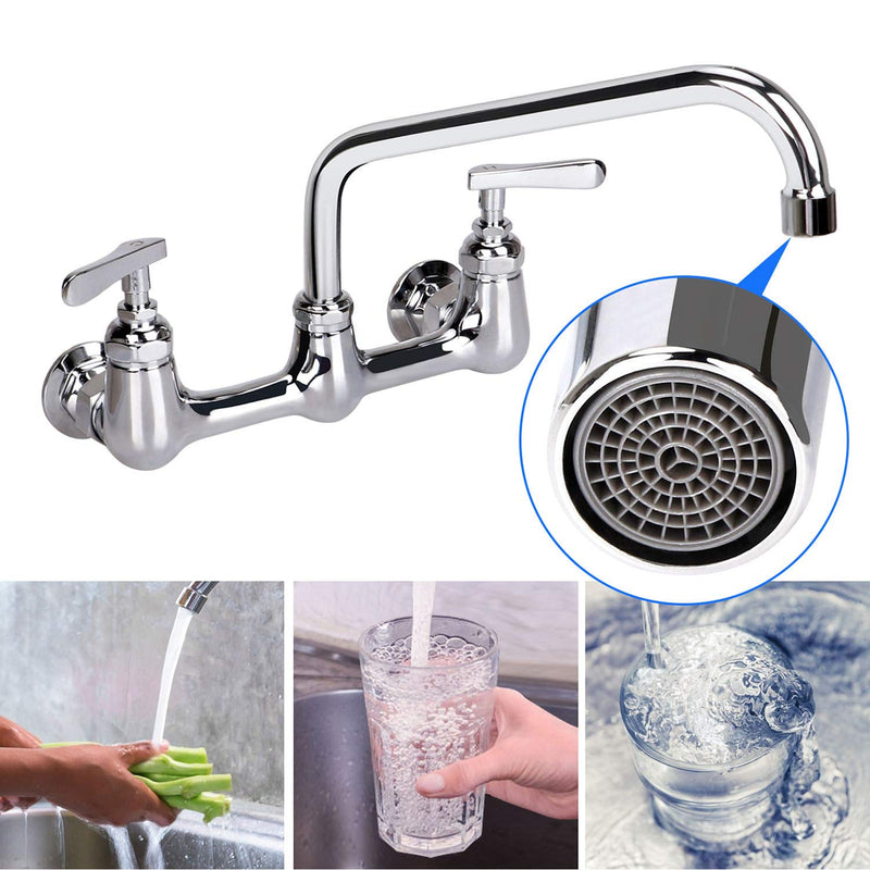 Swivel Swing Nozzle Spout 12 Inch Replacement Kit for Commercial Kitchen Sink Faucet Stainless Steel Add-on Spout Fits for 2 or 3 Bay Compartment Sinks, Chrome Finish (M25*1.25mm)