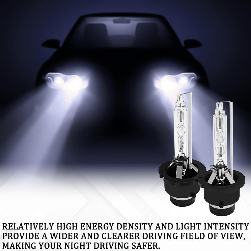 D2S Hid Headlight Bulbs 2PCS 35W Super Bright Bulbs, D2S Headlight Bulb D3S HID Car Original Replacement Lights 12V High Beam Low Beam Xenon Bulbs with Metal Stents Base (D2S White)