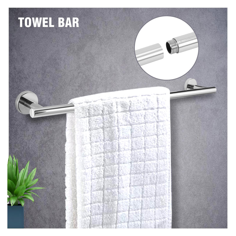 5-Piece Towel Racks for Bathroom, Stainless Steel Bathroom Accessories Set, Bathroom Towel Holder Wall Mounted, Sturdy Bath Towel Bar Set Bathroom Hardware Set (Chrome) 1 Chrome