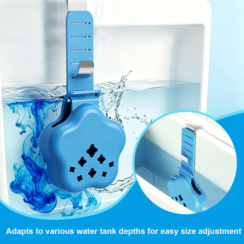 Adjustable Toilet Tank Tablet Holder, 2 Pcs, Silicone | Hanging Silicone Basket with Rust-Resistant Hook for Bowl Cleaner Tablets, Prevents Residue in Water Tank Blue-Star Style 2 Pc
