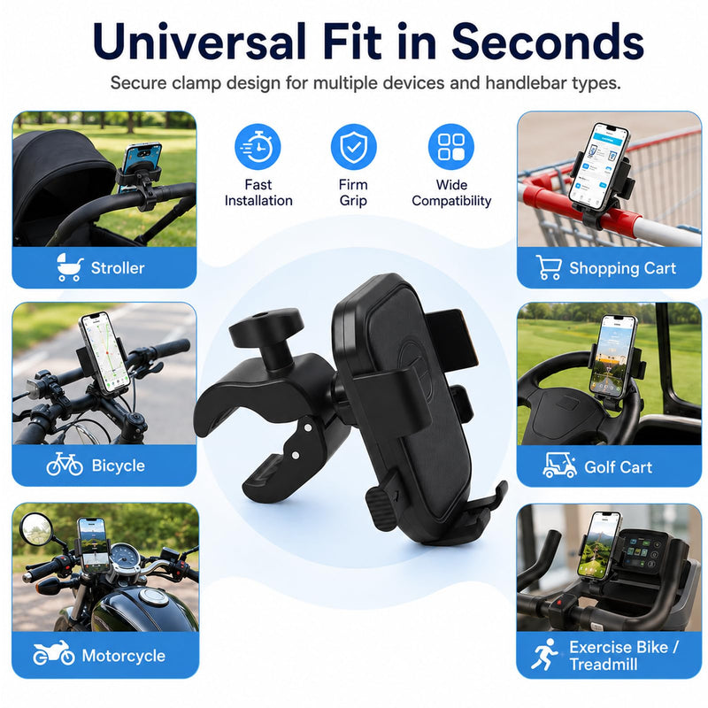 Stroller Phone Holder,Shopping,360° Rotation Phone Holder for Stroller,Stroller Phone Mount,Phone Holder for Golf Push Cart,Golf Push Cart Phone Holder for Smartphones