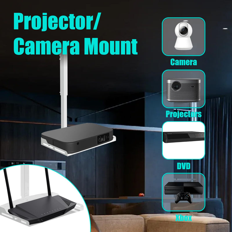 Universal Projector Ceiling Mount with Tray, Projector Mount Hidden Cable Routing, Height Adjustable up to 22.8 inches, Holds up to 11 lbs, Ideal for Home Theater and Office - White