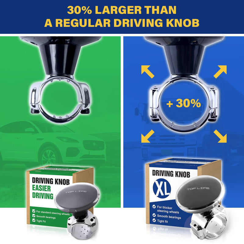 Steering Wheel Knob for Truck - XL Size for Thick Steering Wheels - Spinner for Heavy Duty, Vans, Pickup Trucks, Semi, Sport, Tuning - Facilitates Maneuvers
