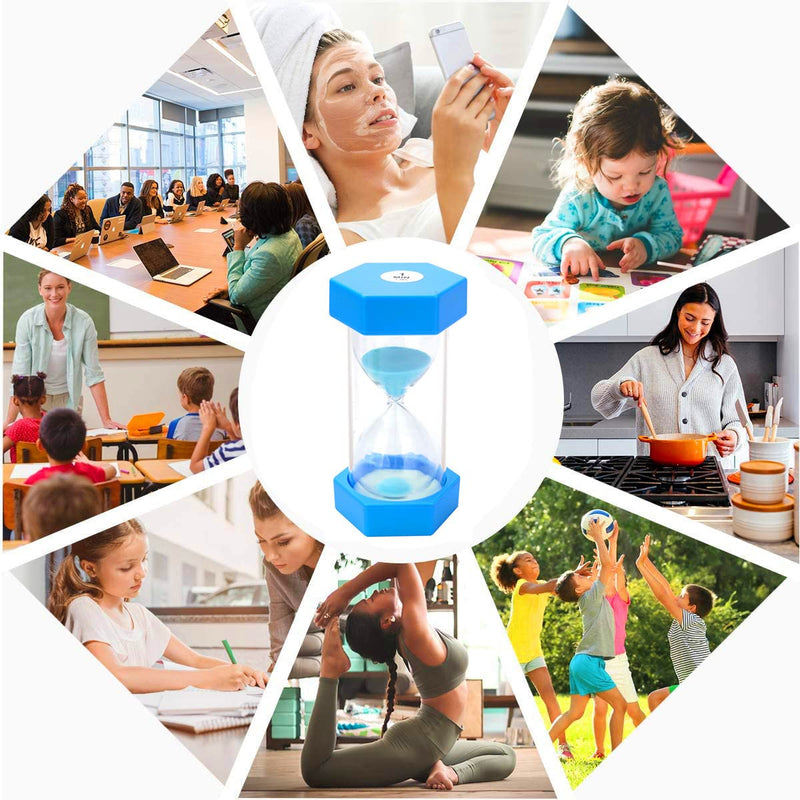 Large Sand Timer, Hourglass Timer Colorful Sandglass Timer 1 min/2 min/3 min/5 min/10 min/15 min Kids Timer Visual Sand Clock Timer for Games Classroom Home Office Kitchen Teeth Brushing (Pack of 6) 1+2+3+5+10+15min