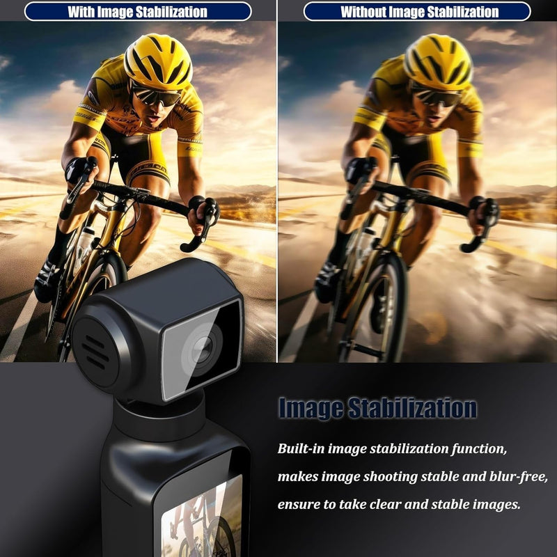 4K Pocket Body Camera with Audio & Video Recording, EIS Stabilization | 270° Rotating Len, Handheld POV Cameras with External Microphone, Vlogging Camera for Travel, Meeting, Daily Use(32GB)