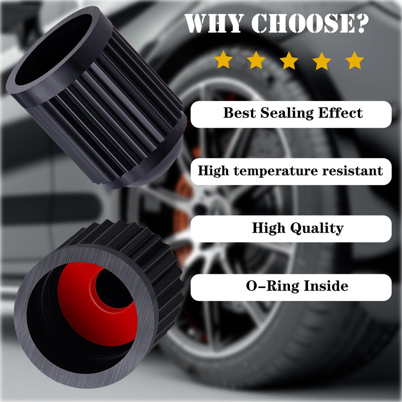 15PCS Plastic Tire Valve Stem Caps, Corrosion Resistant, with O Rubber Ring, Airtight Seal Heavy Duty Dustproof Tire Valve Stem Covers for Cars, SUV, Trucks, Bikes, Motorcycles, Bicycles(Black) 15 pcs Black