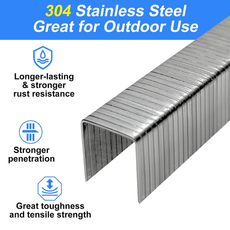 20 Gauge 304 Stainless Steel T/50 Staples - 3/8" Crown Upholstery Staples, 3/8" Leg Length, 4032-Counts, Compatible with Staple Gun & T-50 Stapler 3/8"--4032 pcs