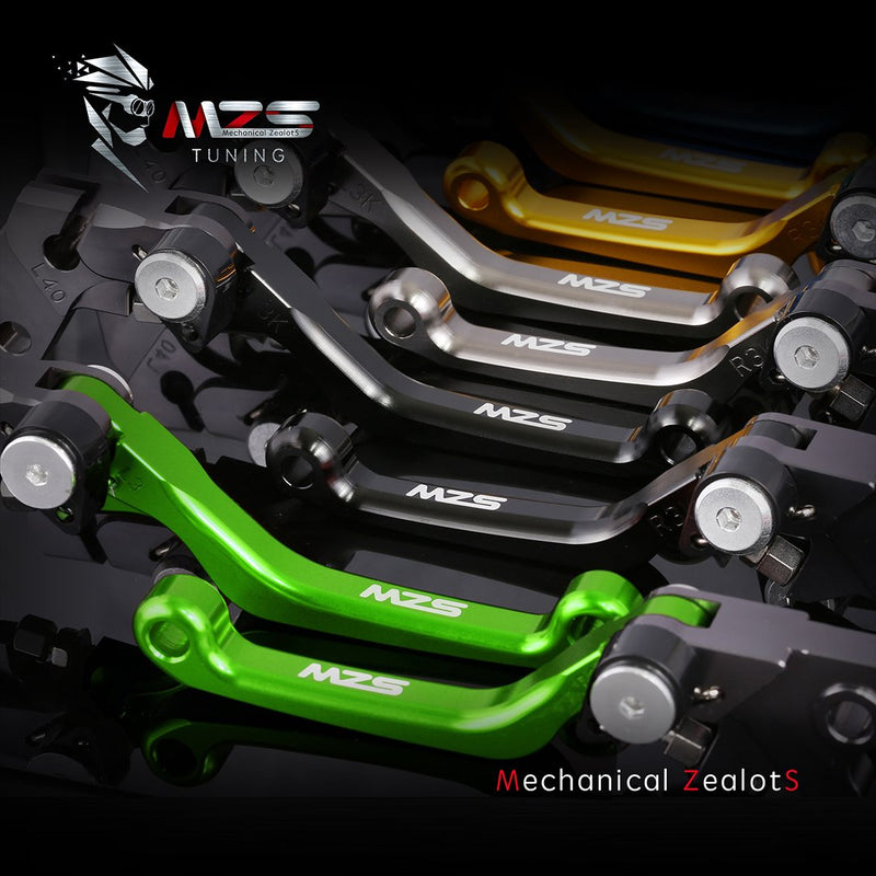 MZS Green Dirt Bike Brake Clutch Levers Pivot Adjustable CNC Compatible with KLX140 2008-2021 | KLX140L 2008-2020 | KLX140G 2017-2020 | KLX140R KLX140RF 2021-2024 KLX140/KLX140L/KLX140G/KLX140R
