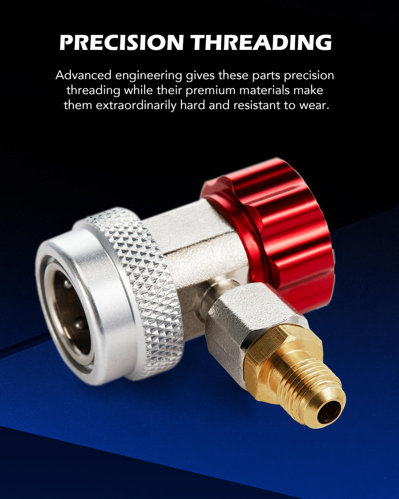 Orion Motor Tech R134a Quick Coupler Adapters, R134a Manifold Gauge Adapters and Hose Fittings HP and LP Connectors for R134a Car AC System, 1/4" Flares, 2pcs