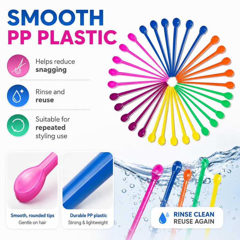 Mnixy 100 Pack Plastic Hair Perm Rods, 7.5 cm Curling Sticks, Single Colour | 100 reusable PP plastic curling rods in one colour, 7.5 cm long, for wet or dry hair styling, sectioning and salon practice.