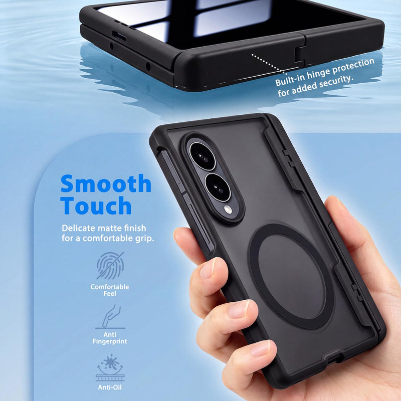 for Samsung Galaxy Z Fold 8 Wide Case with Invisible Kickstand | Privacy Screen Protector Full Body Hinge Protection Compatible with MagSafe Slim Magnetic Case for fold 8 Black