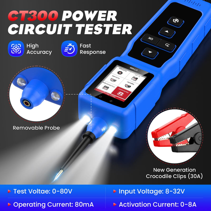 OBDResource Circuit Tester Automotive, Power Circuit Probe Tester, Car Fuse Tester, 0-80V DC Test Light Short Circuit Finder, CT300 Auto Electrical Circuit Tester, Automotive Tool CP30