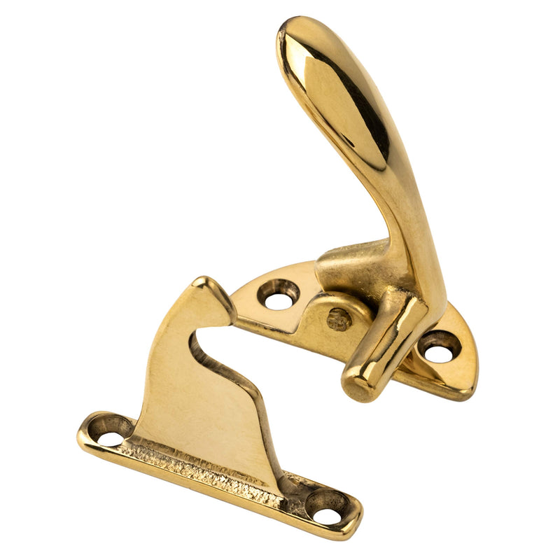 Brass Offset Left Cabinet Door Lever Latch and Catch | Antique Cabinet, Vintage Cupboard, Old Desk Reproduction Hardware | UA-121-HLPB Brass