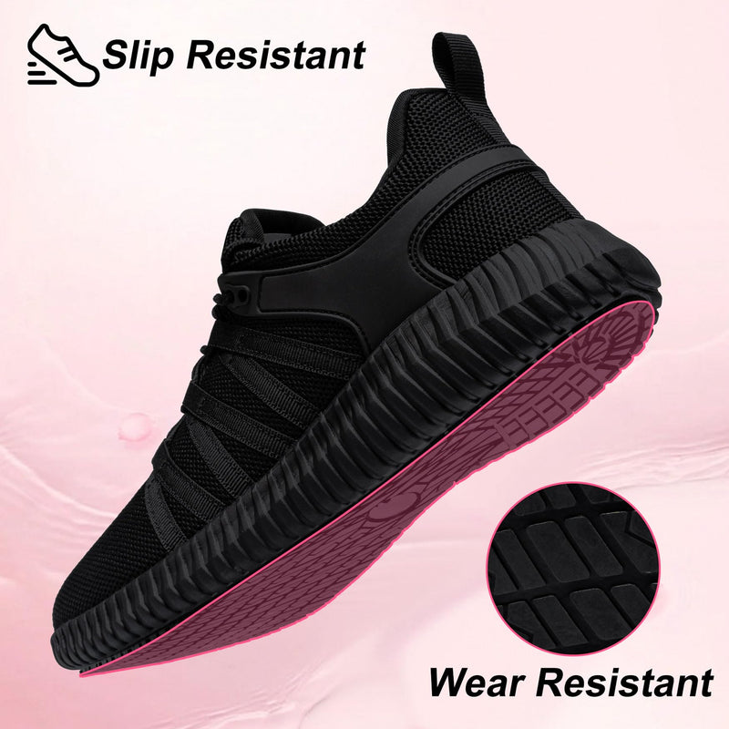 Slip On Sneakers Women Non Slip Work Shoes Water Resistant Comfortable Black Slip Resistant Breathable Lightweight Walking Shoe Zapatos Antideslizantes para Mujer, Black 8 Night Forest