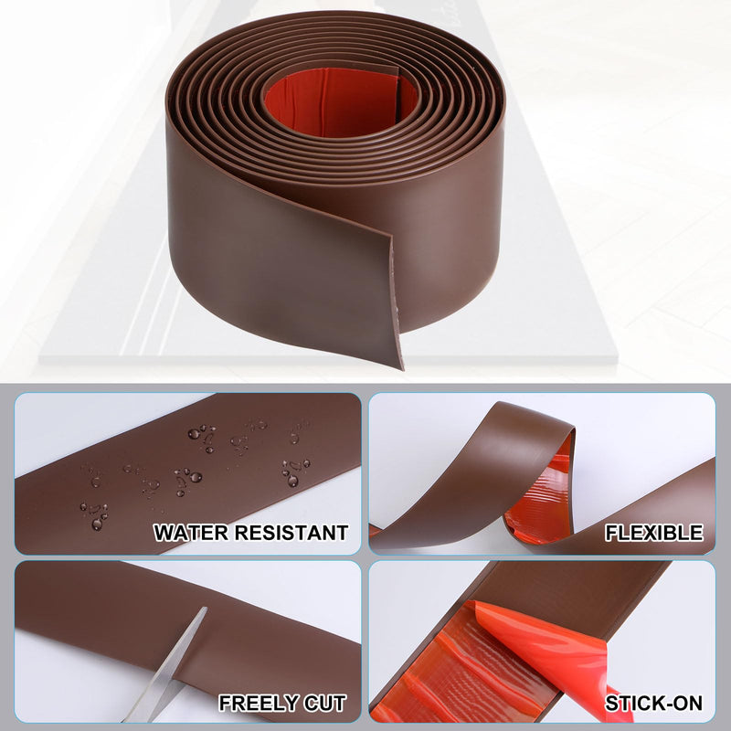 uxcell Floor Transition Strip Self Adhesive, 3" Wide PVC Flat Laminate Door Cover Strip for Laminate Doorway Width Less Than 3 Inch Coffee 9.84Ft 9.84Ft, 3in