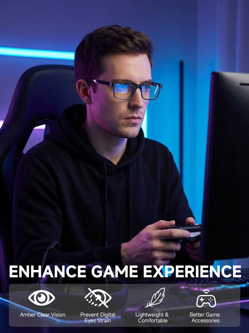 Blue Light Blocking Glasses for Men Women, Computer Glasses Black | Blue Light Blocking, Non Prescription, Computer Use, Reduce Eye Strain, Lightweight Frame, Daily Wear Black Frame & Clear Lens & 0.0 0.0 x