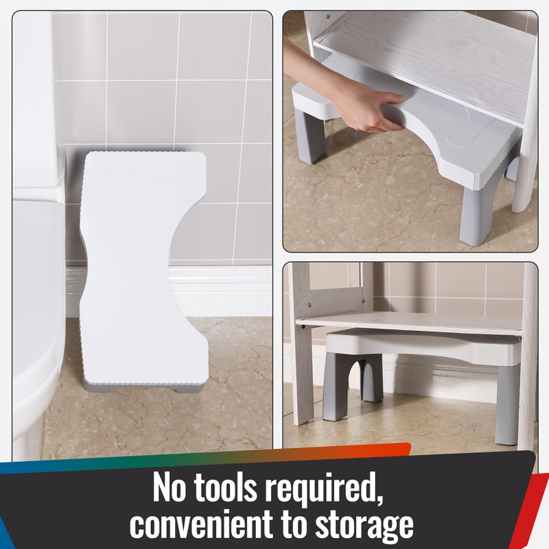 7” Toilet Potty Stool, Anti-Slip Proper Posture Squatting Poop Step, Poop Stool for Better Bathroom Posture, Lightweight Stable & Durable Design, Easy to Clean, Grey 1 Gray