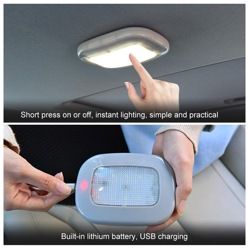 Car Interior Ceiling Roof Lights, Magnetic Rechargeable USB Wireless Dome Lamp, LED Auto Map Reading Light Cover for Insider Roof Ceiling, Universal Car Accessories (Black) Black