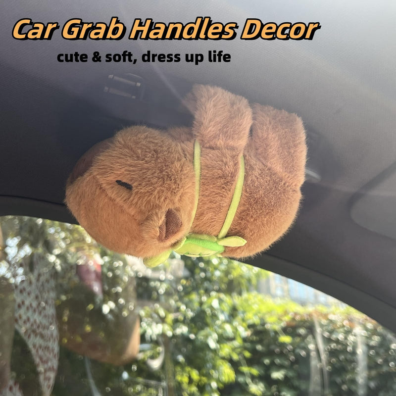 Cute Capybara Car Shift Knob Accessories Funny Capybara Plush with Turtle Gear Shifter Decor Car Decorations Gifts for Men Women 5.9 in