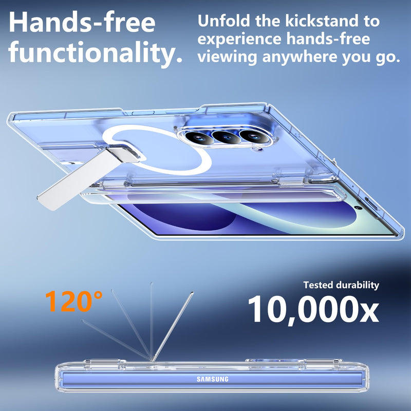 For Samsung Galaxy Z Fold 8 Ultra Case with Kickstand & Screen Protector | MagSafe-Compatible,Military Grade Drop Tested Non-Slip Slim Shockproof Case for Samsung Galaxy Z Fold 8 Ultra-Clear Glaxy Z Fold 8 Ultra-6.9" Clear