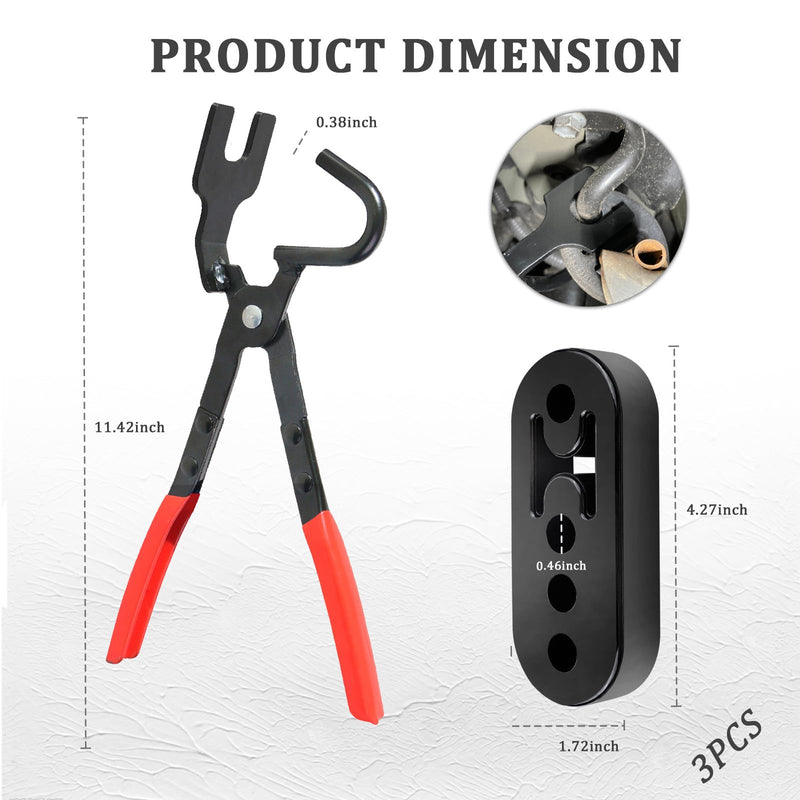 Exhaust Hanger Removal Tool Kit with 2PCS 4 Hole Exhaust Hangers,Universal Exhaust Hanger Pliers for Quick Removal Muffler Hanger,Essential Exhaust Hanger Tool Car Accessories