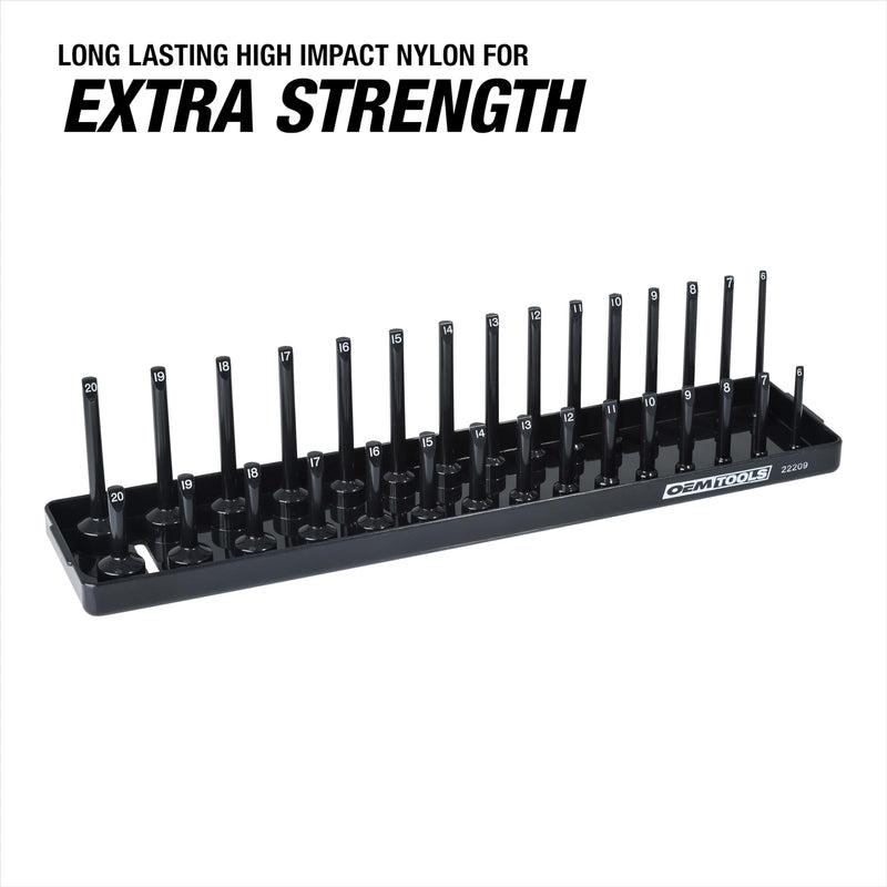 OEMTOOLS 22209 Metric 3/8 Inch Drive Socket Tray Organizer, Black 3/8" Metric