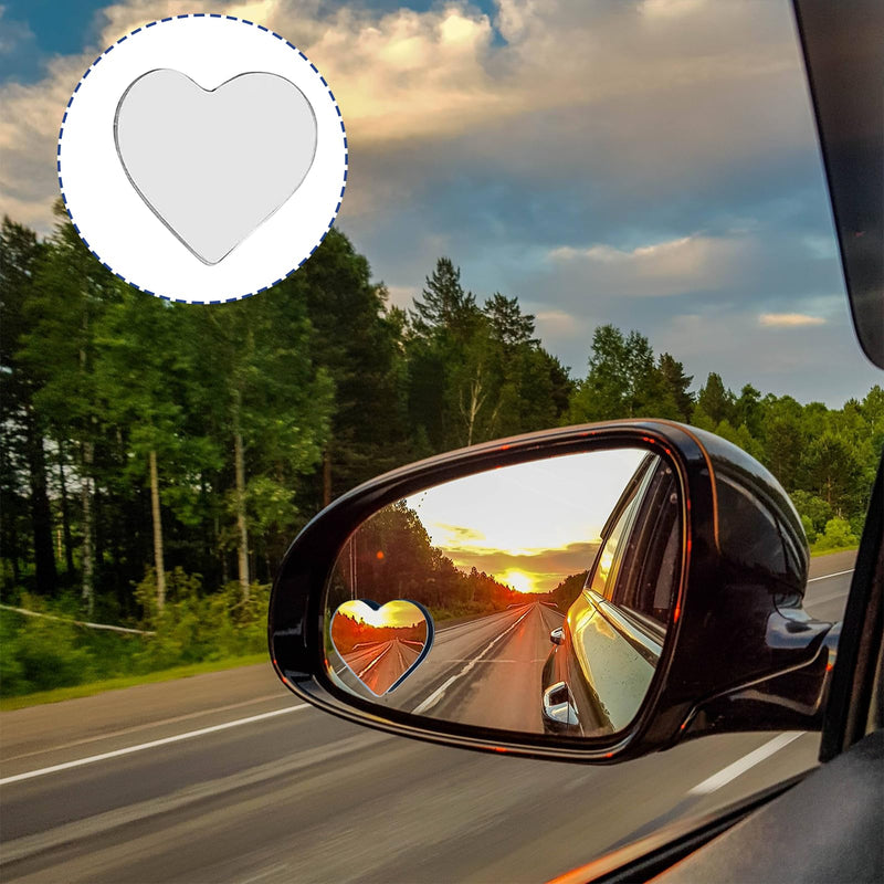 Heart Shaped Blind Spot Mirrors – 4PCS Stick-On Adjustable Small Convex Mirror, Universal Fit for Cars & SUVs, Cute Heart Shaped Blind Spot Mirror Design for Safety