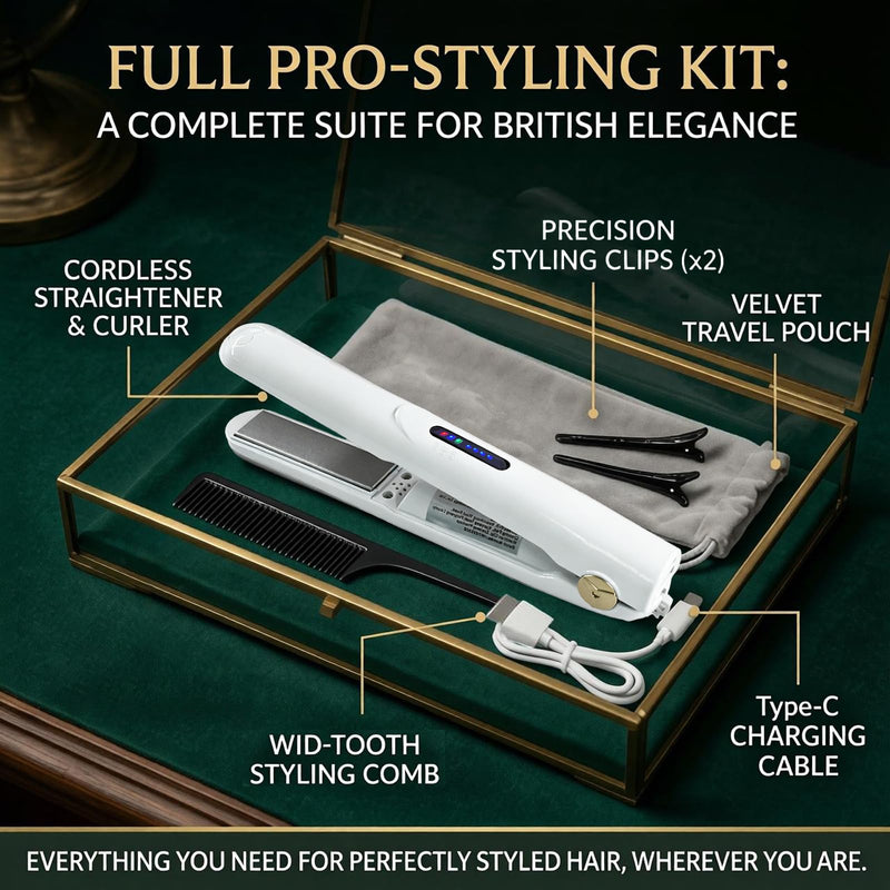 Mini Hair Straightener Rechargeable,2in1 Cordless Hair Straighteners and Curler,Mini Hair Straightener Wireless,Rechargeable Ceramic Mini Portable Curling Iron with 2600mah (White) White