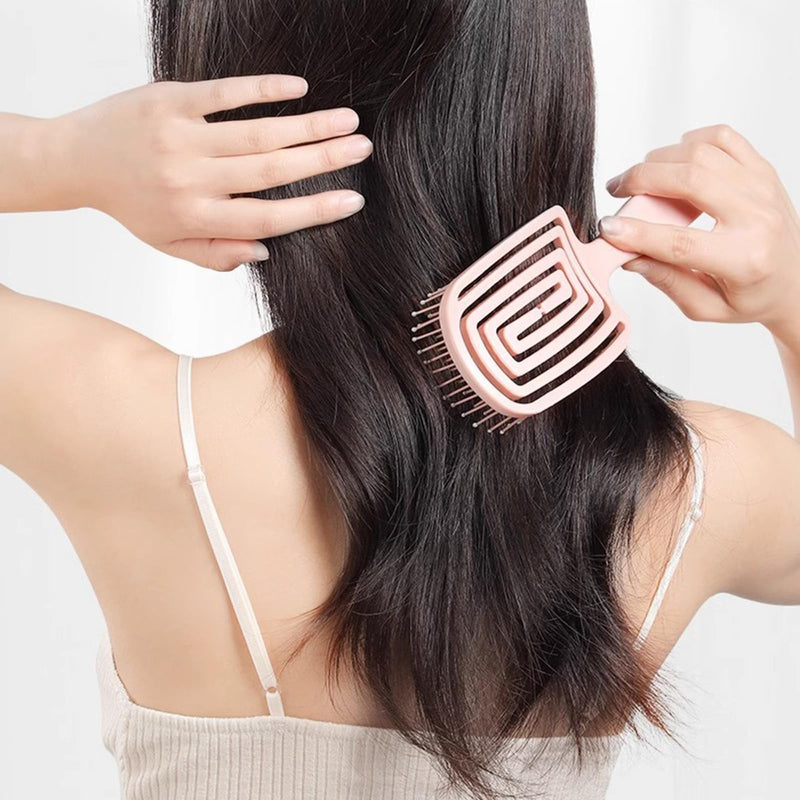 2 Pieces Detangle Hair Brush Hairbrushes For Women Hollow Back Panel, Hanging Handle Suitable For Long, Curly, Dry And Wet Hair (Pink + Purple)