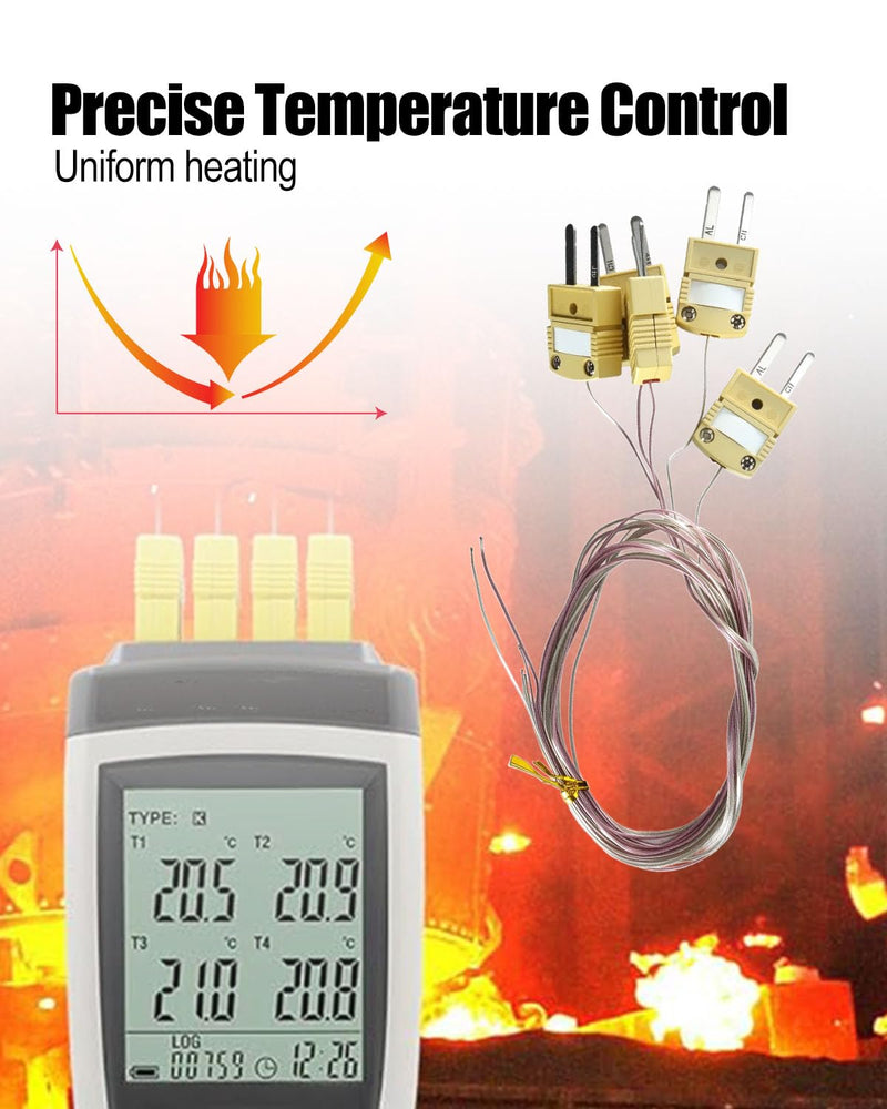 5Pcs High Accuracy K Type Mini-Connector Thermocouple Temperature Probe Sensor Measure Range -200°C~260°C (-328°F~500°F), 1 Meters Long