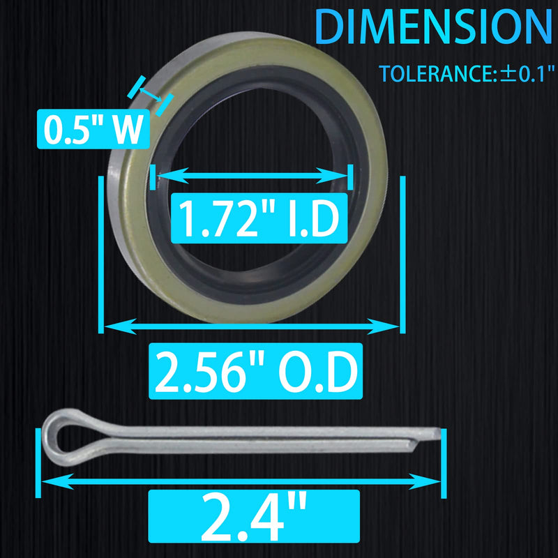 10pack ID 1.719" x OD 2.565" Trailer Axle Hub Wheel Grease Seal with Pin for 3500lb Spindles #84 RV Axle Dexter Replace 171255TB 10-19