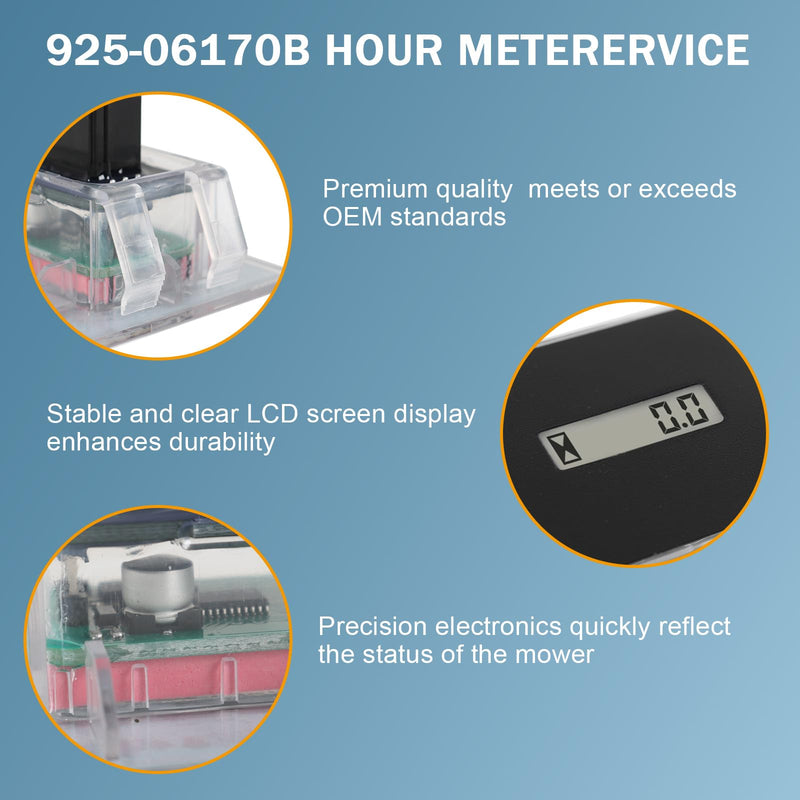 Upgrade 925-06170B Hour Meterervice Compatible with Cub Cadet Hour Meter Minder Z Force RZT LGT LGTX GT GSE LT LTX or More Hour Meter Replaces 925-06170A, 925-06154