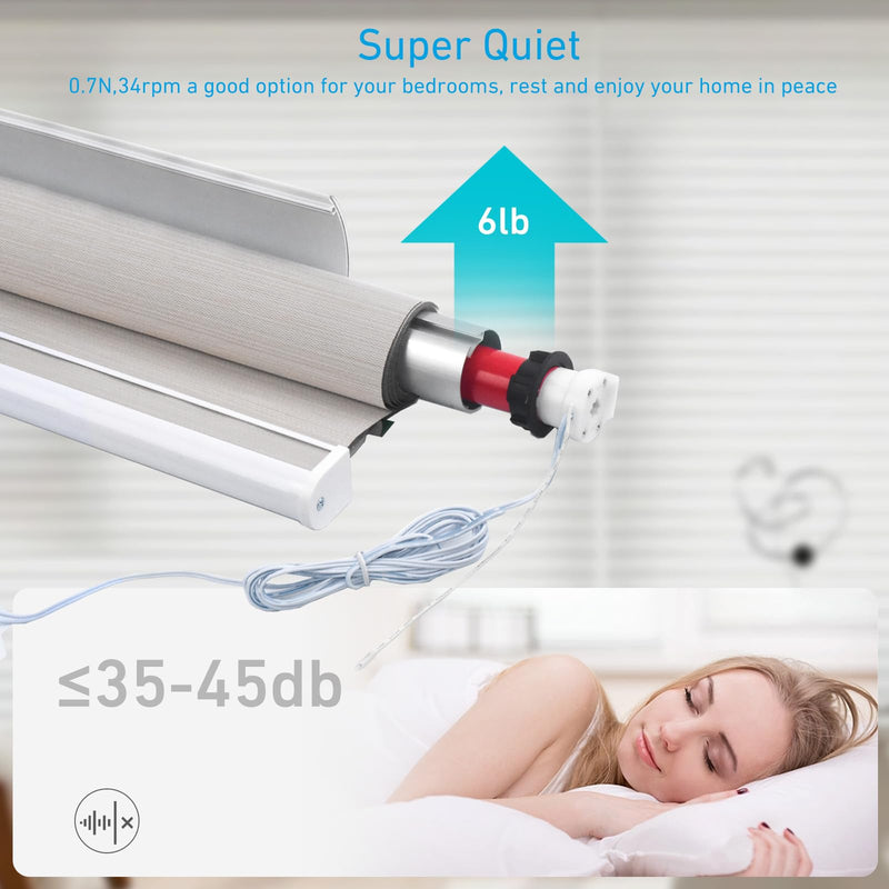 Rollerhouse DC12V EY2512 Shade Motor Electric Blind Motor Remote Control Wired Compatible with 38mm Shade Tube DIY Electric Roller Blinds/Shades