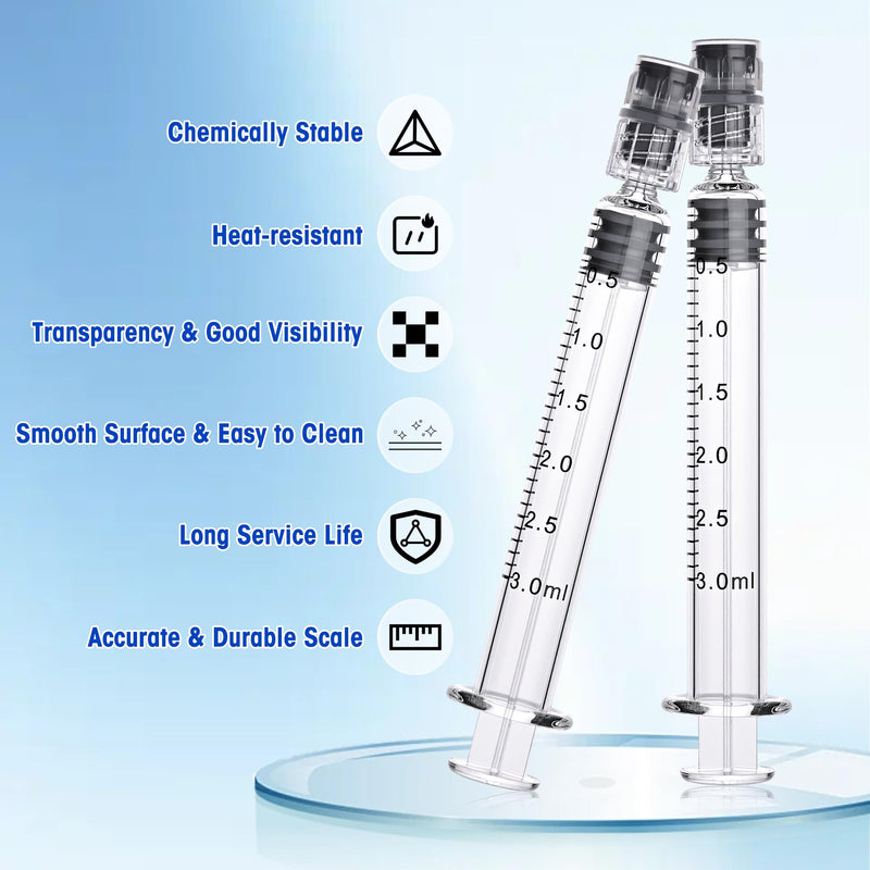 20 Pack 3ml Borosilicate Glass Syringe 3cc Luer Lock Syringe Glass Lab Syringes - Use for Liquids, Glue, Oils, Ink, Lube, Arts Crafts,and Pet Care 20.0