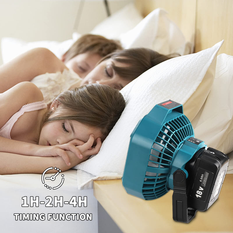 Taingwei Cordless Fan with Remote for Makita 18v Battery,Camping Fan with 3 Energy Efficient Speed Settings and Dimmable Led Light (TOOL ONLY) Camping Fan