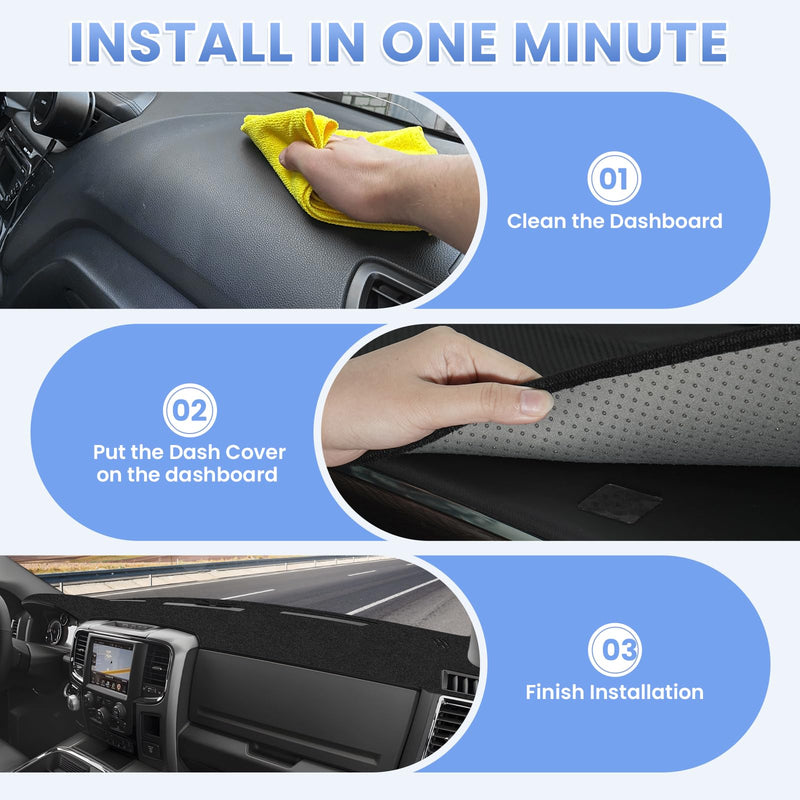Dash Cover for 2010-2018 Dodge Ram 1500 2500 3500 Dashboard Cover Mat for Ram Suede Dash Mat Accessories Sun Shade Nonslip Mesh Protector No Glare(Without Hud) 10-18 Dodge Ram Dash Cover